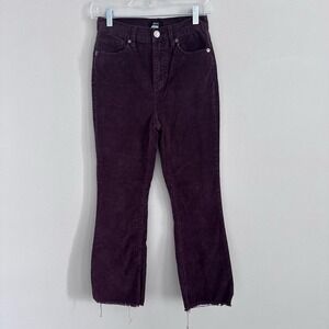 BDG Corduroy Flare Pants 26 Plum High Rise Y2K Raw Hem 90s